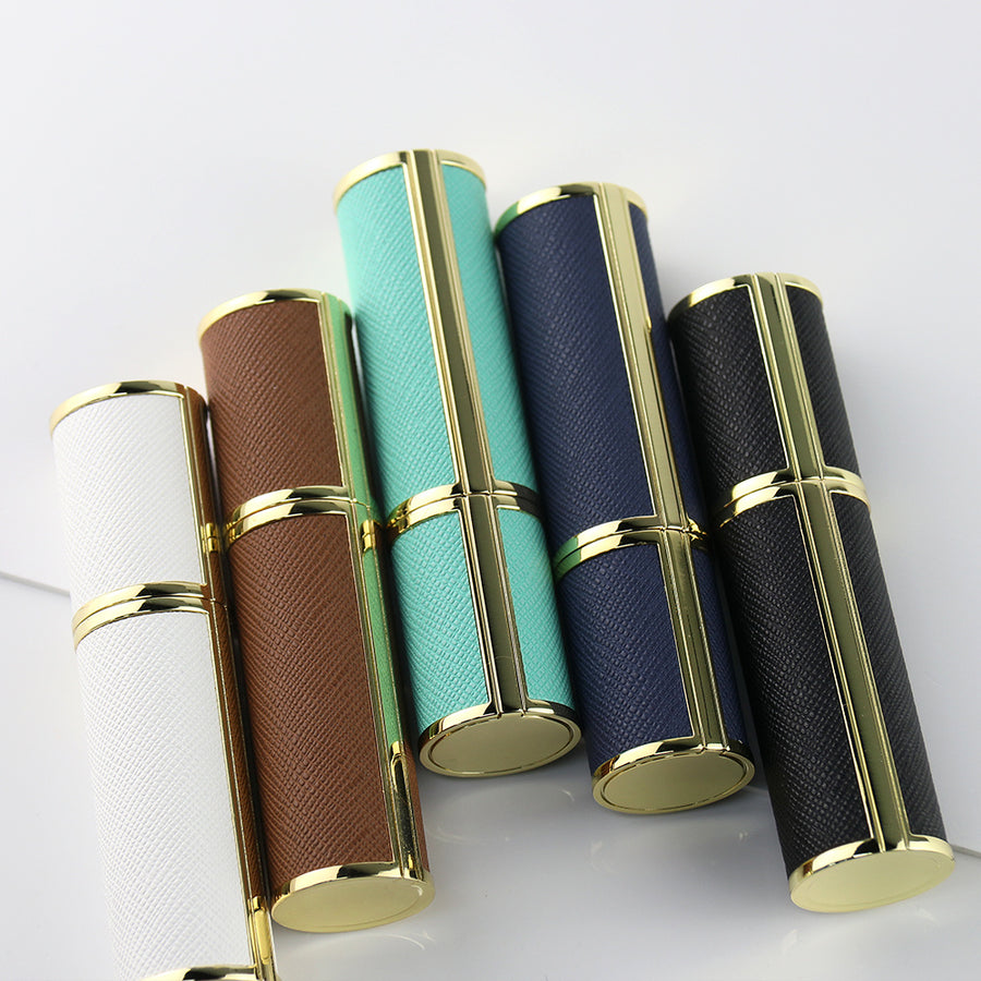 5ml Luxury Leather Perfume Spray Bottle Portable Mini Refillable Fragrance Atomizer,Travel Cosmetic Container Black Frangrace Refillable Bottle Black PU Body Case