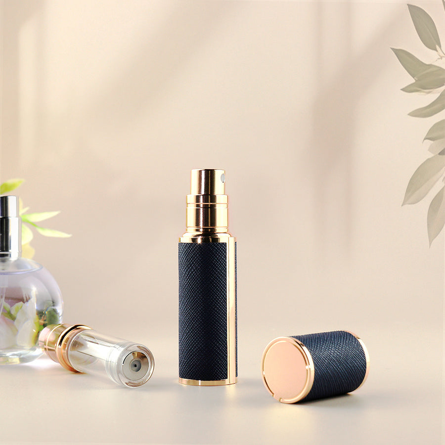 5ml Luxury Leather Perfume Spray Bottle Portable Mini Refillable Fragrance Atomizer,Travel Cosmetic Container Black Frangrace Refillable Bottle Black PU Body Case