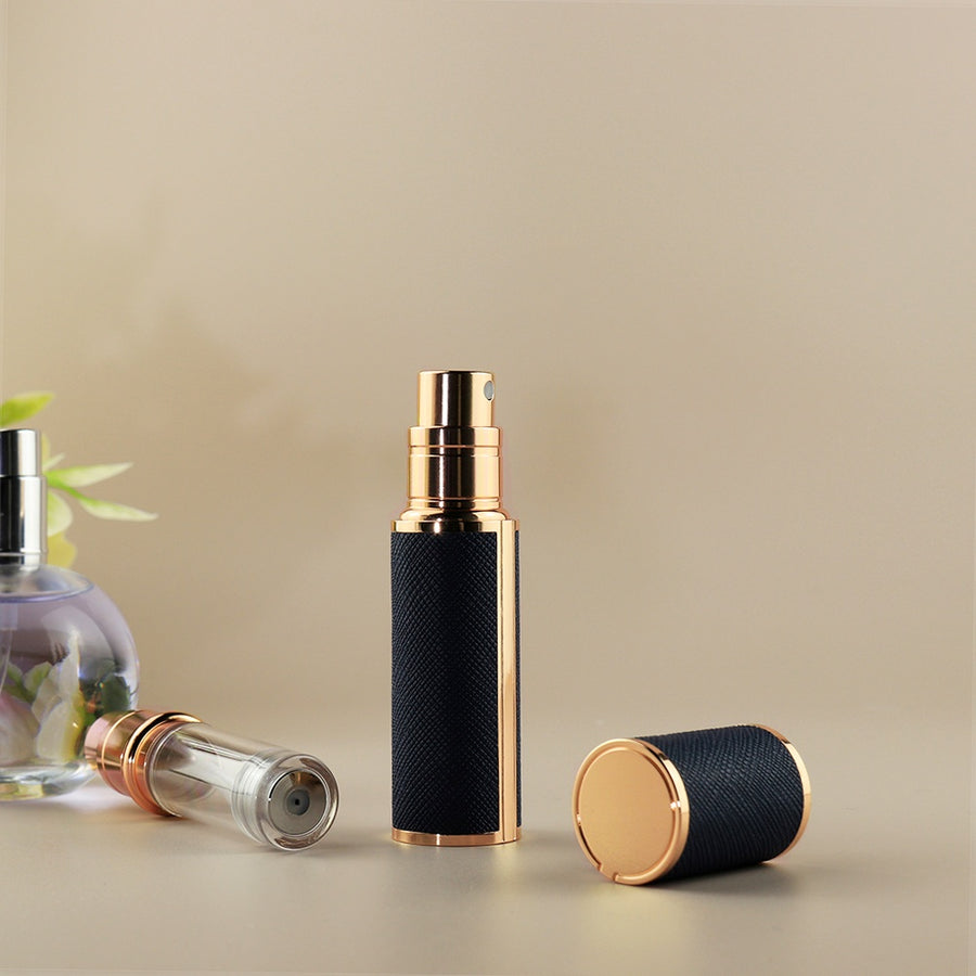 5ml Luxury Leather Perfume Spray Bottle Portable Mini Refillable Fragrance Atomizer,Travel Cosmetic Container Black Frangrace Refillable Bottle Black PU Body Case