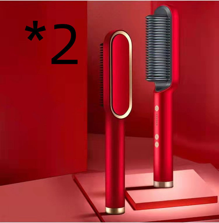 2-in-1 Hair Straightener & Hot Comb with Negative Ion Curling