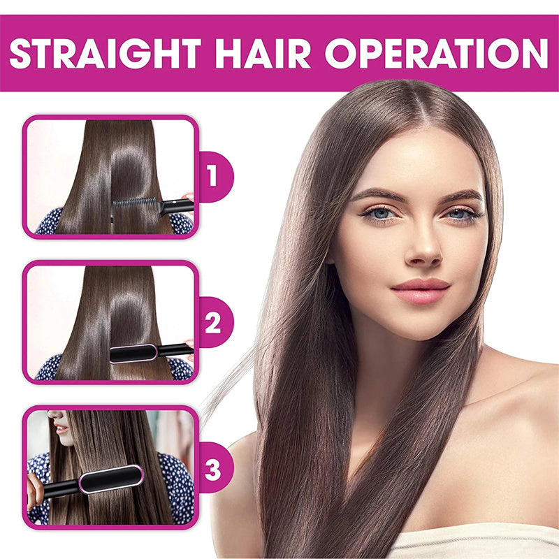 2-in-1 Hair Straightener & Hot Comb with Negative Ion Curling