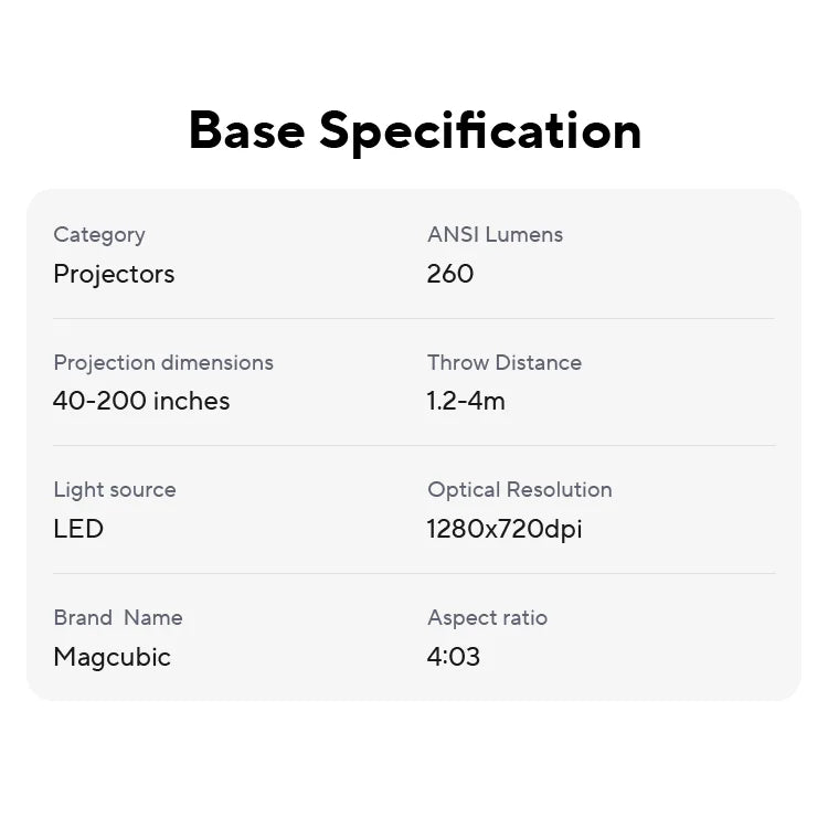 Magcubic Projector HY300 Pro 4K Android 11 Dual Wifi6 260ANSI Allwinner H713 BT5.0 1080P 1280*720P Home Cinema Outdoor Projetor