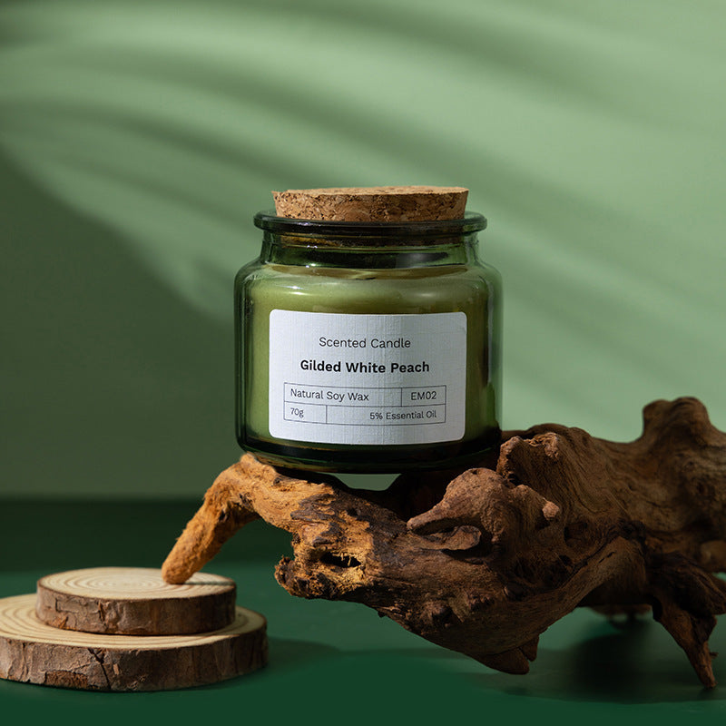 Soy wax scented candle packaging green glass jar